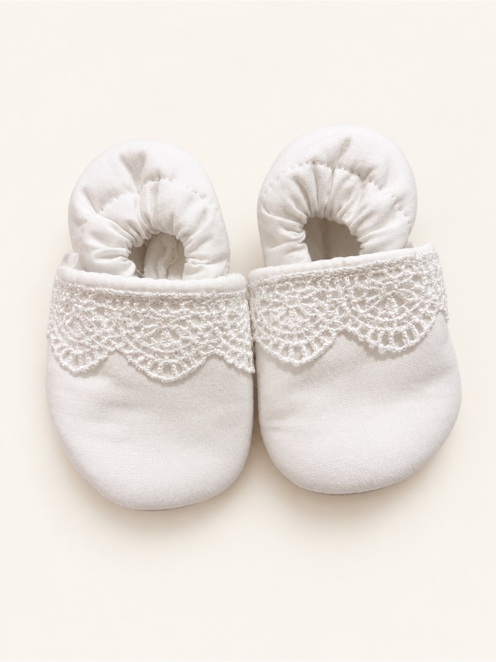 White Lace Baby Moccasins - Soft Infant Shoes